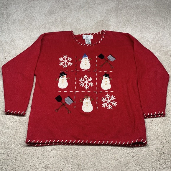 ❤️ Vintage Ugly Christmas Sweater Snowman tic-tac-toe - Picture 6 of 7